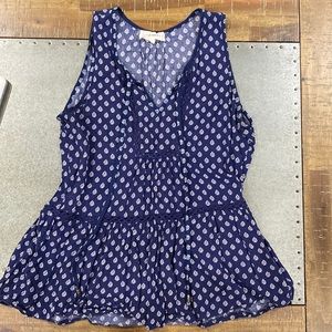 Blue with white floral detail tank top